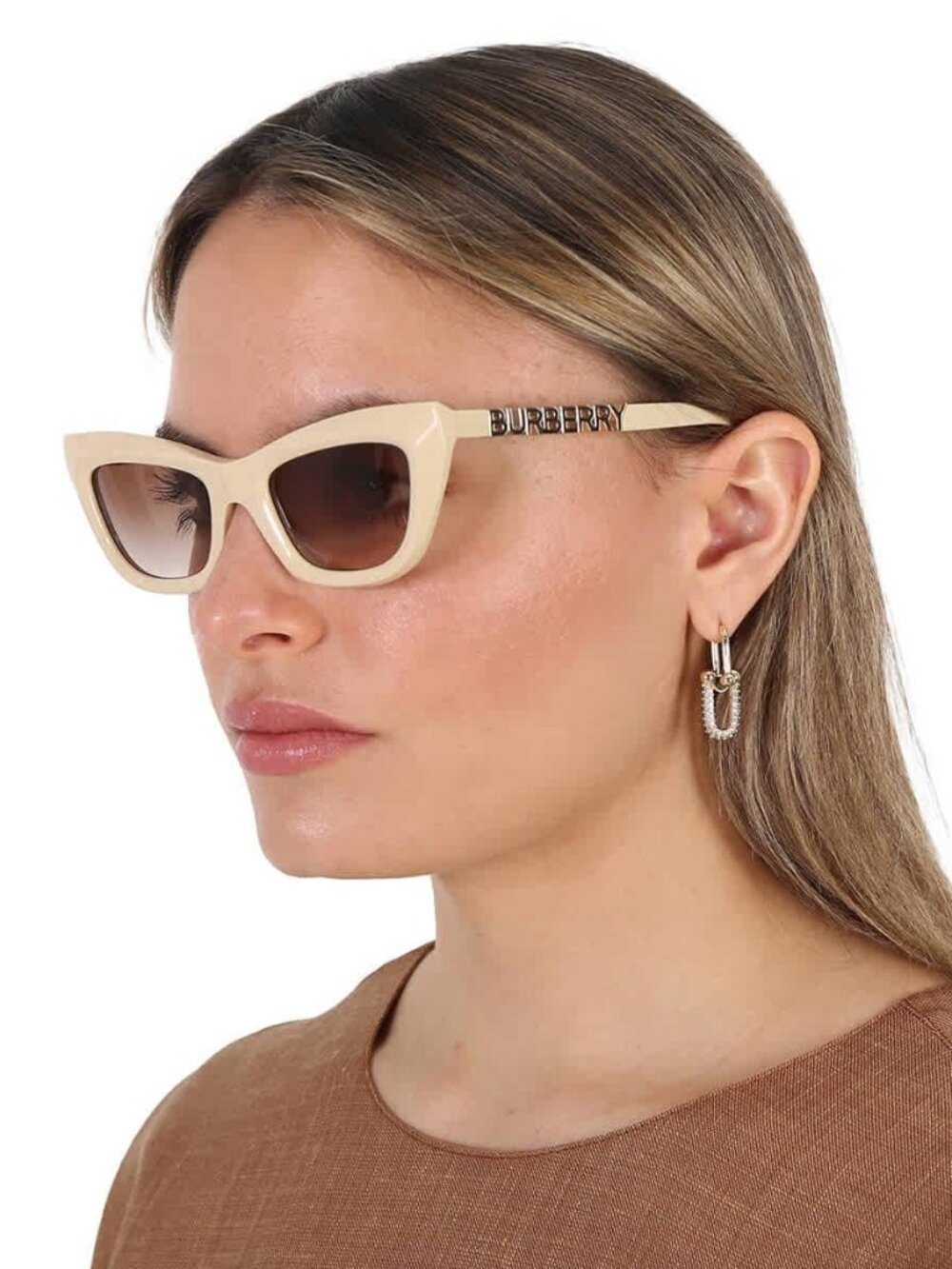 NEW BURBERRY CAT EYE SUNGLASSES BE4409 4092/13 BEIGE BROWN EYEWEAR BE4409 409213 - Picture 2 of 3